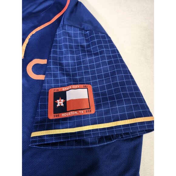 Houston Astros Jersey Mens XL Blue Button Up MLB Baseball Joshua Hader LevelTX - Picture 5 of 9